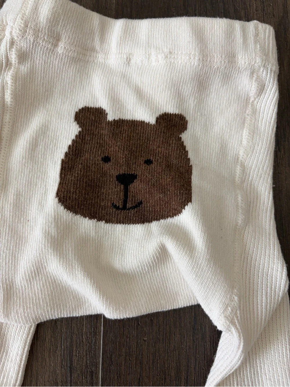 GAP Cream Baby Tights with Brown Bear Face